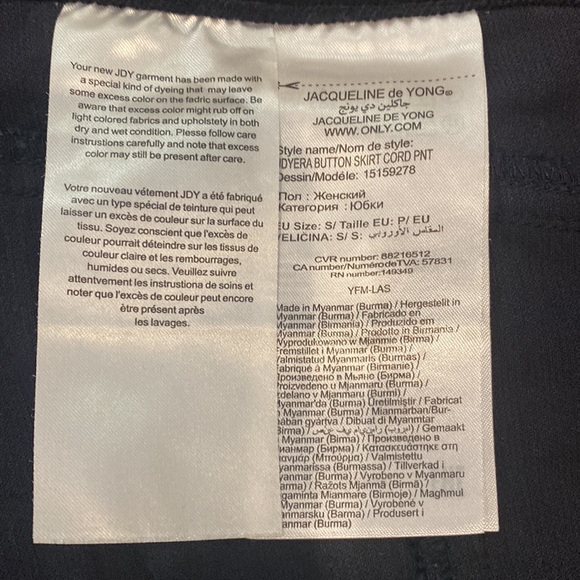 Womens JDY Denim corduroy mini skirt button front yolk waist - Picture 13 of 13